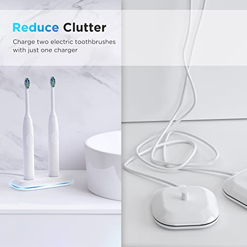 Dual Toothbrush Charger for Philips Sonicare Electric Toothbrushes - Waterproof 2-in-1 Replacement Base