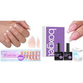 BTArtboxnails Soft Gel Nail Tips Builder Gel - XCOATTIPS French Series French Tip Press on Nails, Short Almond Press On Nails Long Lasting 15ml Builder Gel with Portable Nail Lamp