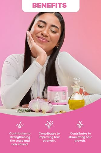 Natural Sant Onion Hair Mask with Argan Oil, Collagen & Biotin 10 oz - Deep Nourishing Treatment for Damaged Hair