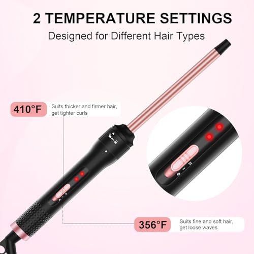12MM Ceramic Tiny Curling Wand - 1/2 Inch Curling Iron for Short & Long Hair, Dual Voltage, Heat Protective Glove Included