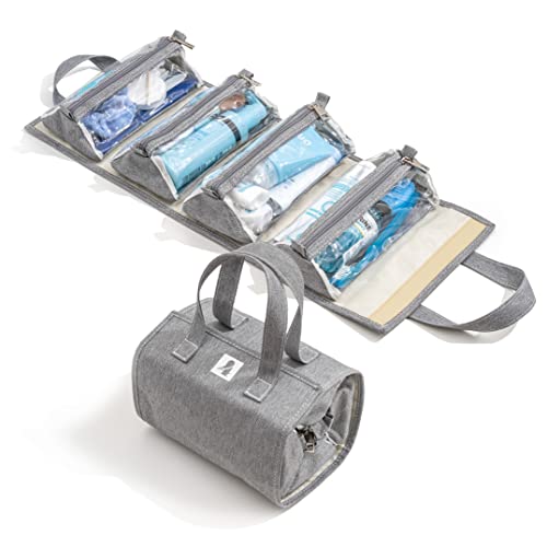 Travel Makeup Bag with Removable Compartments & Hanging Hook - Organize Cosmetics & Personal Care