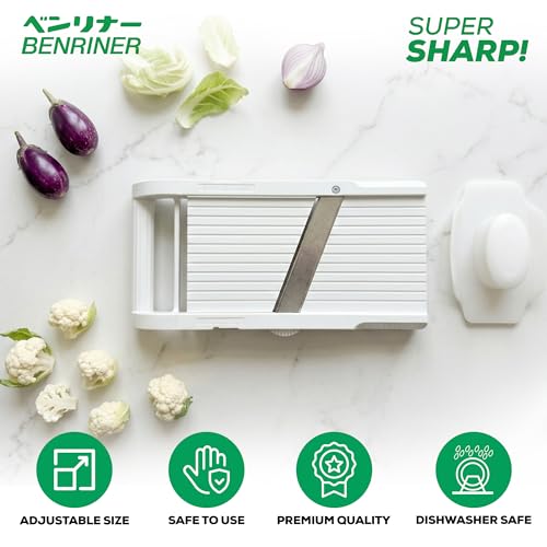 Benriner Jumbo Mandoline Slicer White - Japanese Stainless Steel Blade, 13 x 6.5 Inches