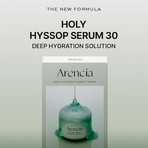 ARENCIA Hyssop Glow Sheet Masks 10 Pack - Hydrating, Repairing, Brightening - 5 Count Set of 2