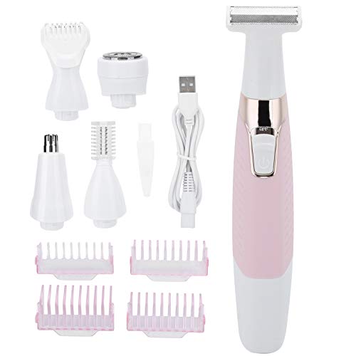 USB Rechargeable Electric Epilator, 5 in 1 Painless Body Remover, Female Hair Removal Machine, with Multifunctional Shaving Head for Legs Underarms Bikini and Full Body