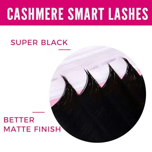 VEYES INC Cashmere Smart Fan Lash Extensions 0.03 0.05 0.07 C/CC/D Curl 8-20mm Mixed & Single Length, Super Matte Black Volume Lashes, Professional Supplies for Lash Techs (0.05 D 8-16mm)