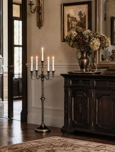 Sziqiqi Black 35in Tall 5-Arm Floor Candelabra - Gothic Decor, Set of 2