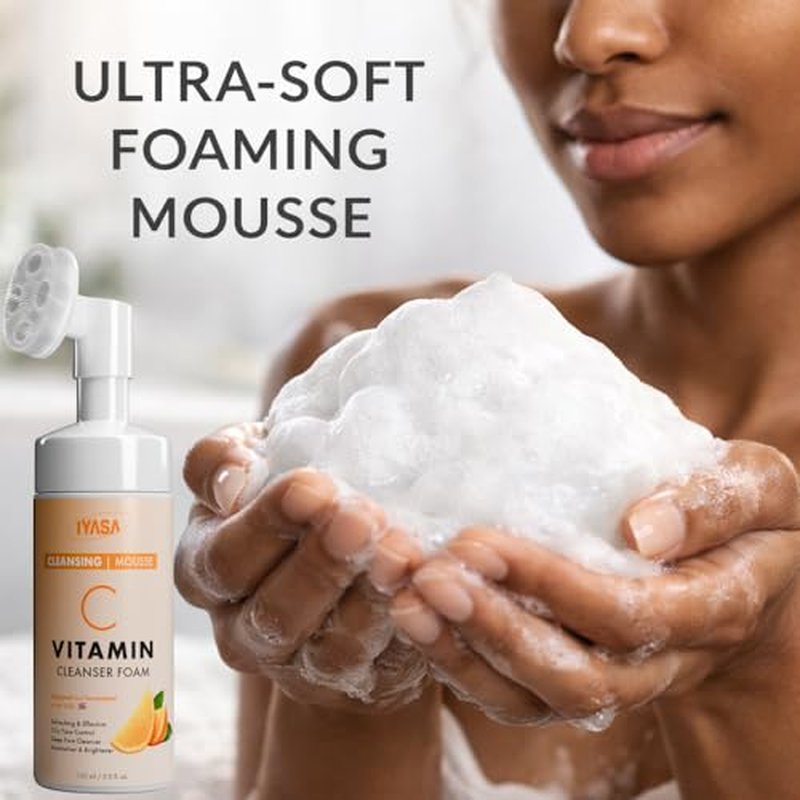 IYASA Vitamin C Foaming Face Cleanser ? Gentle Daily Mousse With Amino Acids & Coconut Cleanser ? Helps Remove Impurities & Supports Smoother-Feeling Skin ? Suitable for Melanin-Rich Skin ? 150 ml