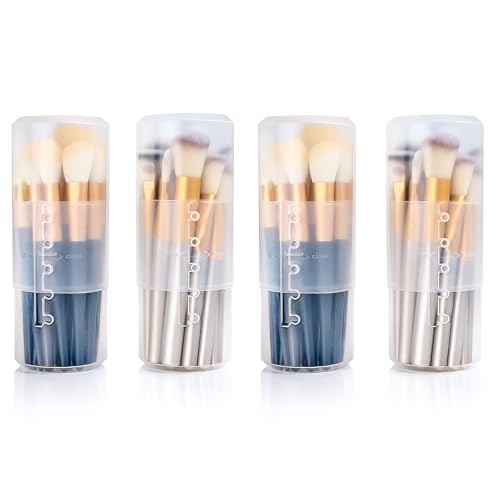 OCHEAL Clear 4-Pack Makeup Brush Holders Travel Case with Adjustable Height & Dual Compartments