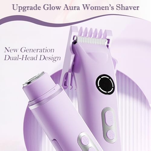 2025 New Bikini Trimmer for Women, 4 in 1 Dual Head Electric Razor, IPX7 Waterproof (Wet/Dry), Painless Hypoallergenic for Shower & Travel, USB Rechargeable for Pubic/Underarm/Leg, Purple