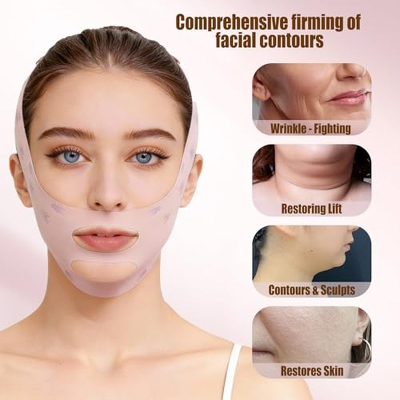 Chin Strap for Sleeping, Double Chin Reducer Eliminator for Women, Reusable V Line Lifting Mask Face Slimming Strap, Breathable Jawline Exerciser Lifting & Firming Prevent Sagging