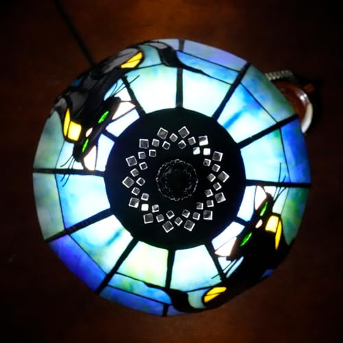 8-Inch Black Cat Tiffany Table Lamp - Stained Glass Bedside Lamp for Bedroom Living Room