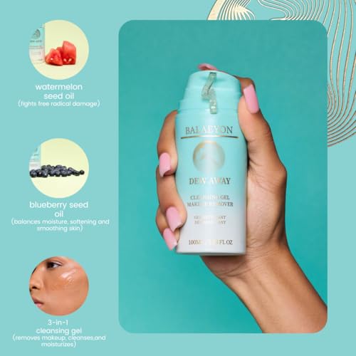 Cleansing Gel Makeup Remover, Removes Waterproof Mascara, 3-In-1 Cleanser, Oil Based, Moisturizing, Great For Sensitive Skin, All Natural, TSA Friendly, 3.38 fl oz (Pack of 2)