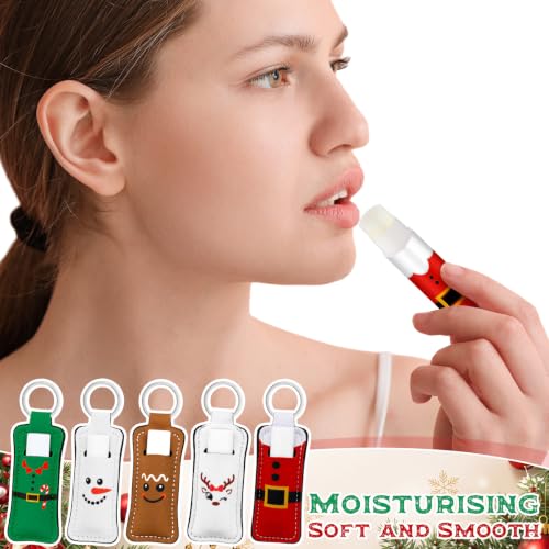 Snowman Christmas Lip Balm Set with Keychain Holder - 75pcs, Peppermint Flavor