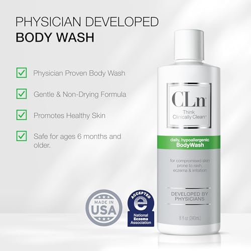 CLn Body Wash Non-Drying for Sensitive Skin 8 Fl Oz Pack of 2 - Eczema & Dermatitis Care