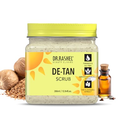 DR.RASHEL De-Tan Face & Body Scrub 12.84?Fl?Oz Exfoliating Face Wash with Natural Extracts for Tan Removal, Blackhead Remover & Oil Control Cleanser ? Suitable for Most Skin Types - 380ml
