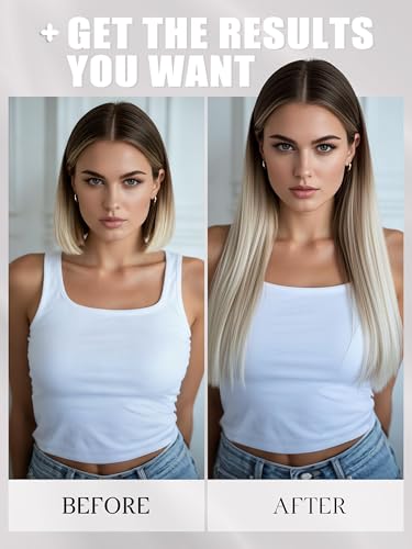 Platinum Blonde Hair Extensions 16 Inch Human Hair Tape-In with Dark Roots - Variation R#2/60A