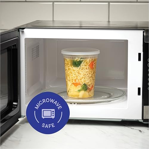 32 oz. Clear Plastic Deli Food Storage Containers - 240 Pack Airtight, Microwave-Safe, Reusable