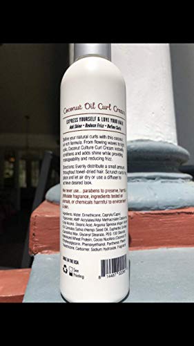 Curl Cream for Natural Definition & Shine - 8oz Coconut Oil Infused