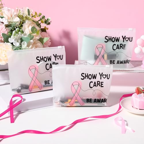 120 Pcs Breast Cancer Awareness Makeup Bags with Pink Ribbon Design - Pink Ribbon Accessories Gifts Variation of THIS listing