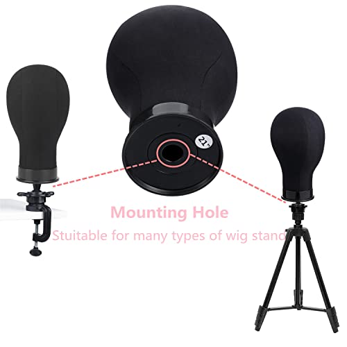 21 Inch Black Canvas Wig Head Mannequin for Styling & Display - Mannequin Head with Stand | Lucicass