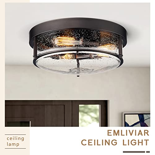 Emliviar 15 Inch Farmhouse Flush Mount Ceiling Light Fixture, Outdoor