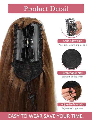MEGICAEBEAUTY 26 Inch Light Blonde Clip-In Ponytail Hair Extensions Curly & Straight