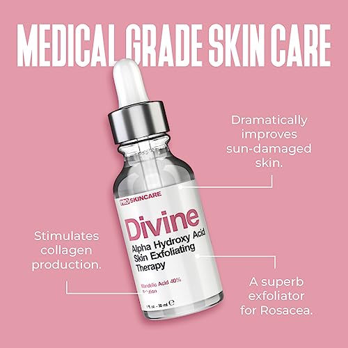 Mandelic Acid Clearing Serum for Acne Scars, Folliculitis, Aging Skin, Dark Spots - 40% Mandelic Acid Peel AHA Liquid Exfoliant, Clinical Grade Facial Peeling Solution