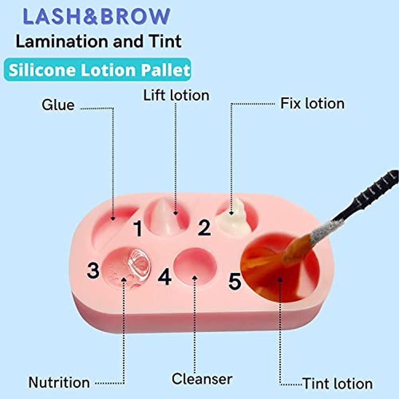 Lash Lift Brow Lamination Palette, Rapid Eyelash Eyebrow Lifting Tray, DIY Tint Mixing Tool For Perming Lashes at Home Salon Usage -1000 Applications (Mini Palette Pink Black 2 pcs Set)