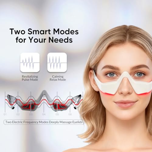 Red Light Therapy Eye Massager for Dark Circles and Puffiness, Portable Eye Care Device with 3 Modes for Wrinkles & Anti-Aging, Ideal for Daily Skincare Routines