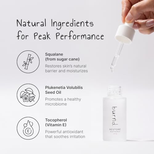 burnd Microbiome Restoring Moisturizing Serum with Squalane & Sacha Inchi Oil, Barrier Repair, Hydrating, Non-Comedogenic, Plant-Based, Preservative-Free, for Face, 1.0 fl oz