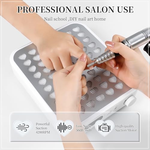 ANGNYA Rechargeable Nail Dust Collector with LED Light - White