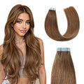 Sunya Tape-In Hair Extensions 14in Light Chestnut Brown #6 - 20 pcs, 40g (Remy Human Hair)