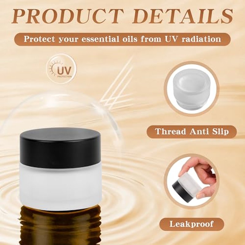 0.5 oz Glass Jars with Lids, Small Empty Cosmetic Jars with Inner Liners, Frosted Finish Sample Containers for Lip Balm, Ointments, Salves, Creams, Candle Making (72 Pack, Clear Frosted)