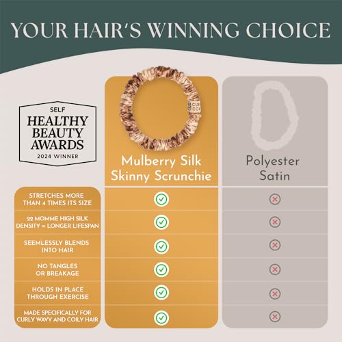 Curlfriend Mulberry Silk Skinny Hair Scrunchies 4 Pack - Honey/Deep Bronde