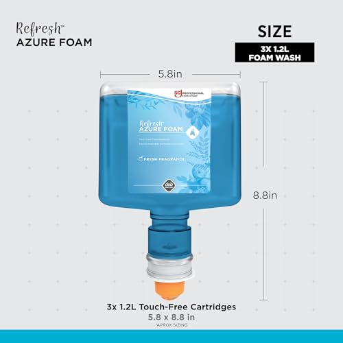 SC Johnson Professional Refresh Azure Foam Hand Soap 1.2L Touch-Free, Pack of 3 - Fresh Apple Scent