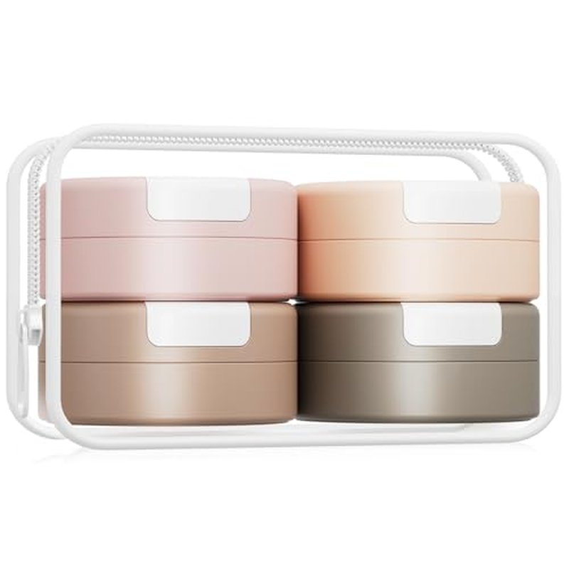 Gemice Travel Containers for Toiletries, Magnetic Travel Containers, TSA Approved Cream Jars with Toiletry Bag, Leak-proof Small 1oz Capsules Set with Multiple Labels for Organization (4 Pack)