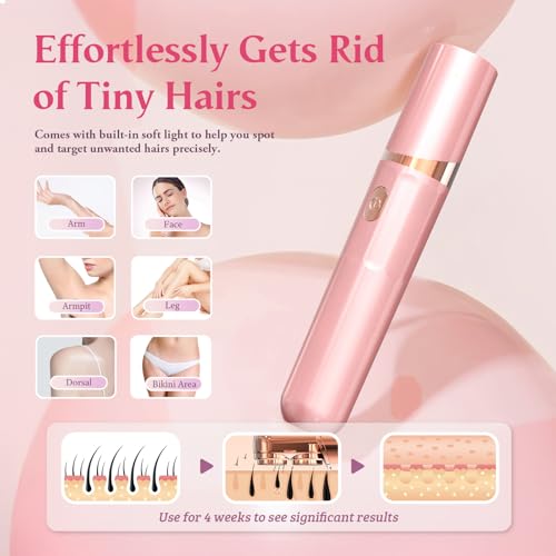 Facial Hair Remover for Women | Dual-Head Face Shaver Electric Hair Removal Device for Face,Lip, Chin | 2 Replacement Heads, Pink-1