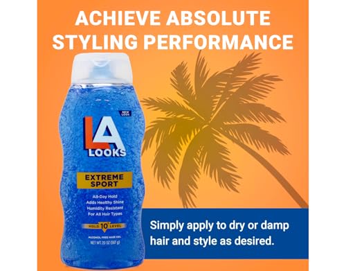 La Looks Gel #10 Extreme Sport Tri-Active Hold Blue 20 oz Pack of 5 - Unscented