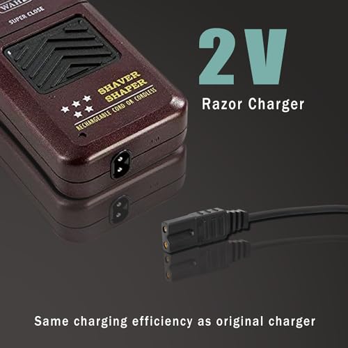 Charger Replacement for Wahl Shaver Shaper Charger, 2V Power Cord for Wahl Trimmer 8061, 8163, 8786-1001, 7367, 7357, 7029, 7060, 7035, 7339, 7356, 4000, for Wahl Clipper 5-Star Series Charging Cord
