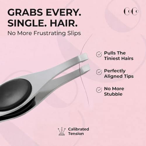 Precision Facial Hair Tweezers with Slant Tip - Eyebrow Plucker for Women and Men