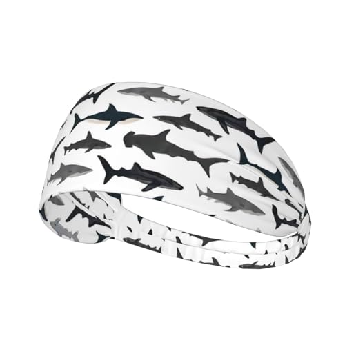 Black and Gold Swirl Liquid Ink Marble Headbands - Nautical Sharks Variation