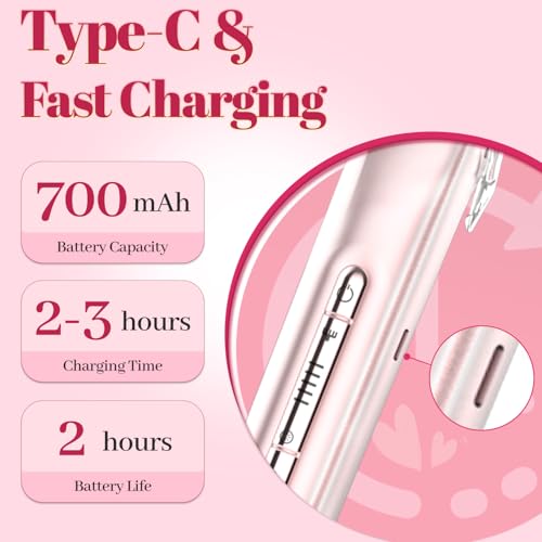 Bikini Trimmer for Women, 2 in 1 Electric Shaver Dual Head Bikini Trimmer for Women IPX7 Waterproof Body Hair Trimmer and Facial Hair Remover for Bikini Leg Arm Body Face, Pink 002