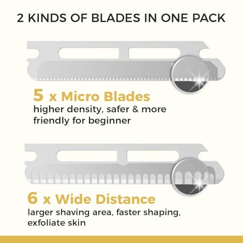 Dermaplaning Razor and 10pcs Wide Blade Refills and 10pcs Micro Blade Refills