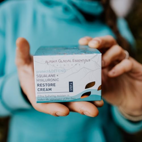 Alaska Glacial Squalane + Hyaluronic Restore Cream for Sensitive & Combo Skin | Deeply Hydrates, Firms, Softens Fine Lines | Lightweight Moisturizer ? 50g