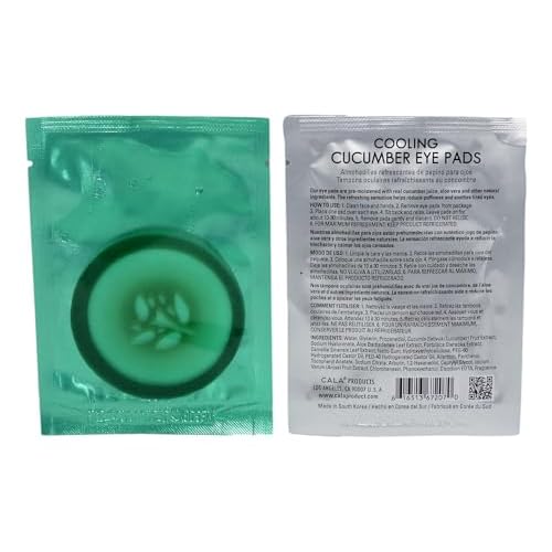 CALA Cooling Cucumber Under Eye Patches, Pre-Moistened Eye Pads with Cucumber Extract, Hyaluronic Acid, Aloe & Vitamin E, 5 Pairs, 10-20 Min Depuffing Eye Treatment