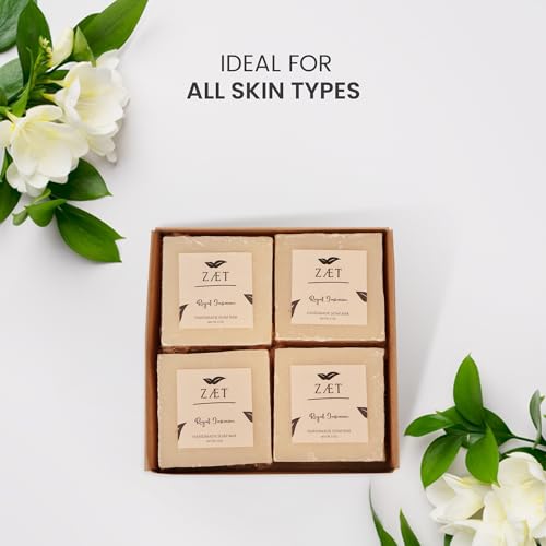 ZAET Royal Jasmine Soap Bar 5oz Pack of 4 Handmade Natural Body & Face Wash