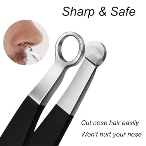 Liangery Manual Nose Hair Trimmer for Men Women- Stainless Steel Precision Blades, Leather Case, Tweezers Style Nasal Cutter, Eyebrow, Ear & Facial Grooming Tool (Tarnish)