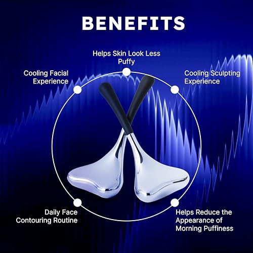 MAXXING Stainless Steel Cryo Facial Rollers Set of 2 Cooling Massage Tools for Depuff & Skin Refresh