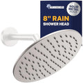 8 Inch Solid Metal Rainfall Shower Head - Brushed Nickel, 2.5 GPM High Flow, Easy Install