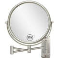 8" Wall Mounted Makeup Mirror 1X/ 10x Magnifying Mirror Double Sided Vanity Makeup Mirror for Bathroom Nickel Brush Finish